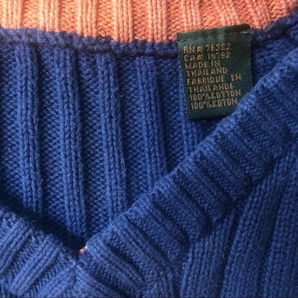 TIMBERLAND V-NECK PULLOVER SWEATER COTTON SIZE L - Picture 3 of 9